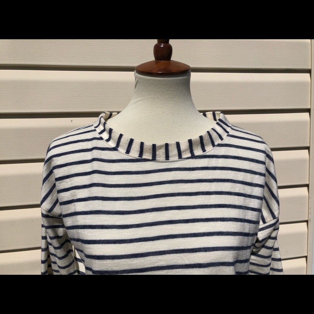 J. Crew Navy and White Stripe Top Size XS